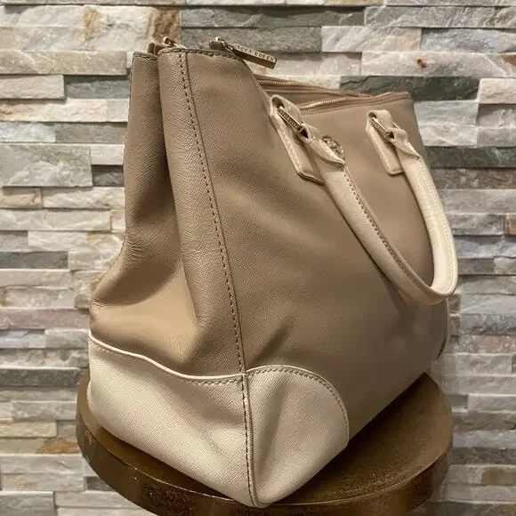 Tory Burch Robinson Double Zip Tote, Rare Color | Oatmeal Ivory Saffiano Leather - Picture 6 of 15